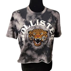 Hollister Tie Dye Custom Crop Top Embroidered Tiger Patch Size Oversized Small